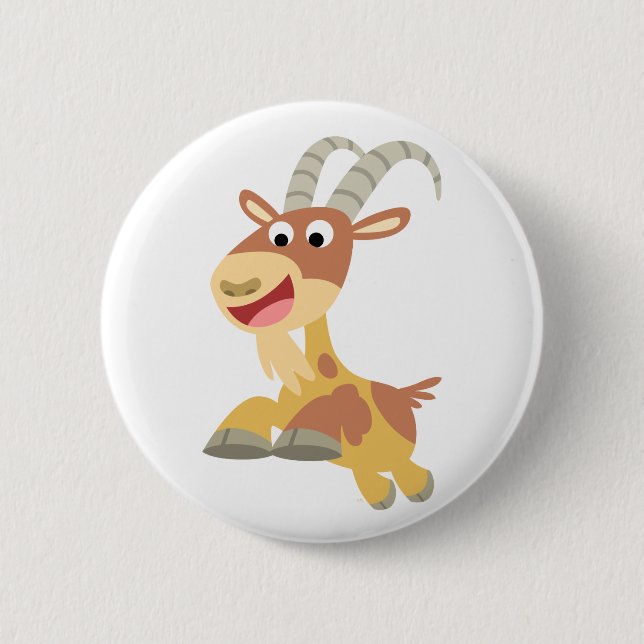Go Goat!! (cute cartoon goat) Button Badge (Front)