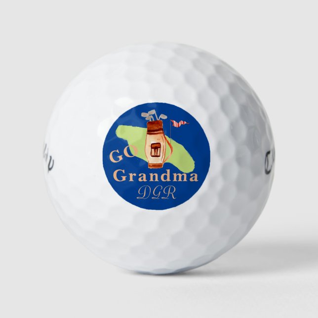 GO GRANDMA Message with Monogram Golf Balls (Front)