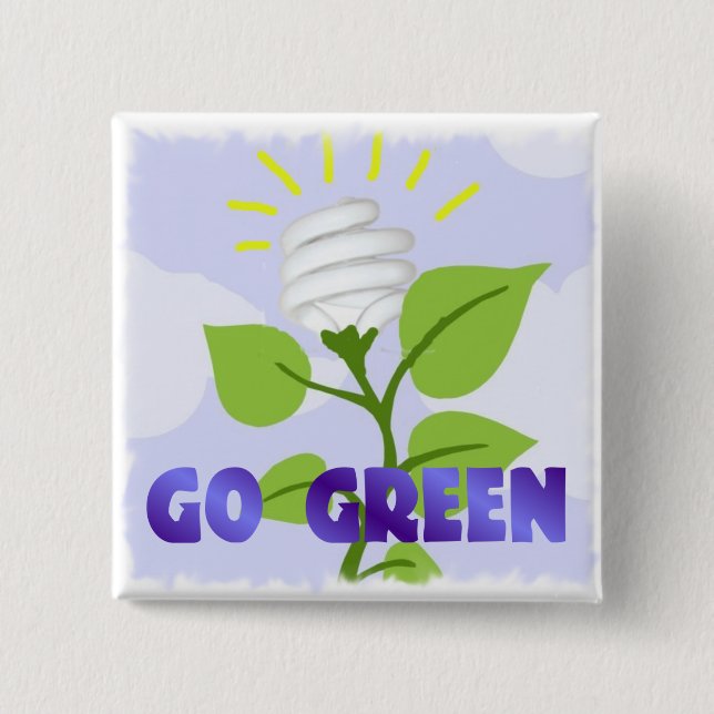 go green 15 cm square badge (Front)