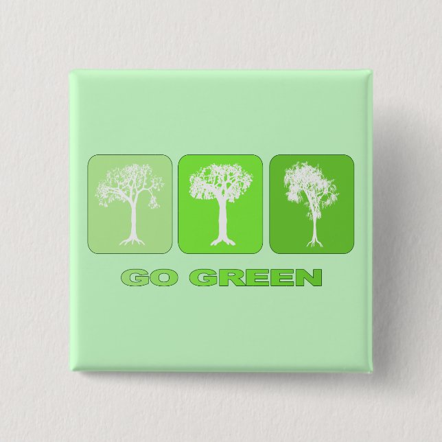 Go Green 15 Cm Square Badge (Front)