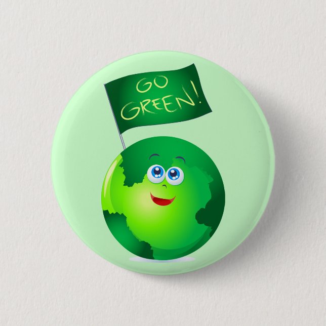 Go Green! 6 Cm Round Badge (Front)