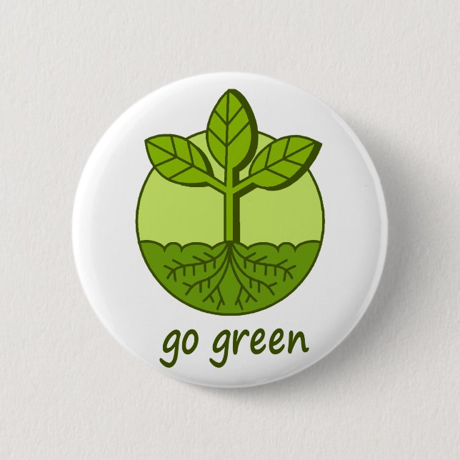 Go Green 6 Cm Round Badge (Front)