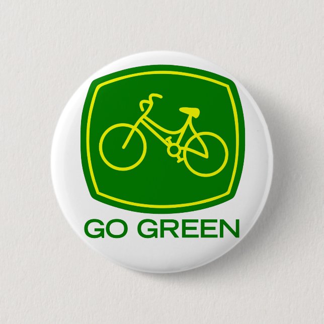 Go Green 6 Cm Round Badge (Front)
