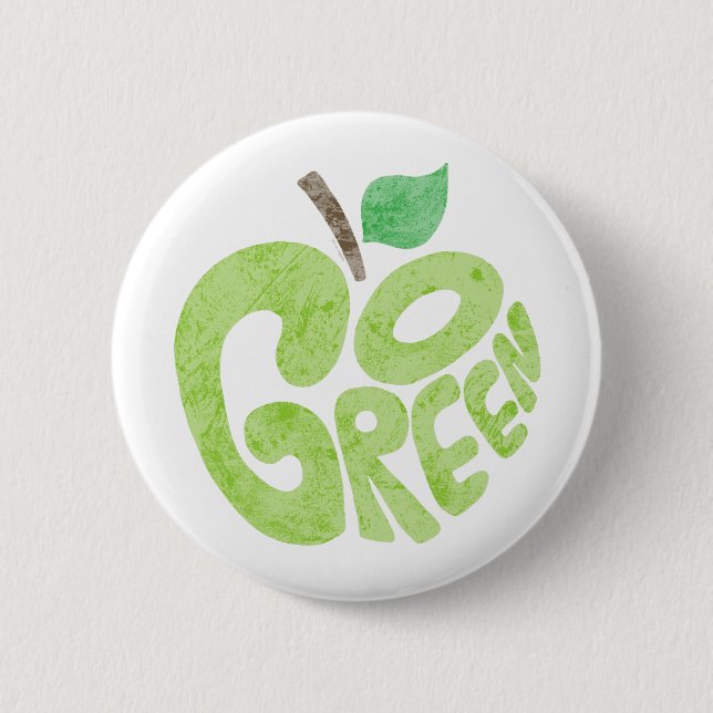 Go Green Apple 6 Cm Round Badge (Front)