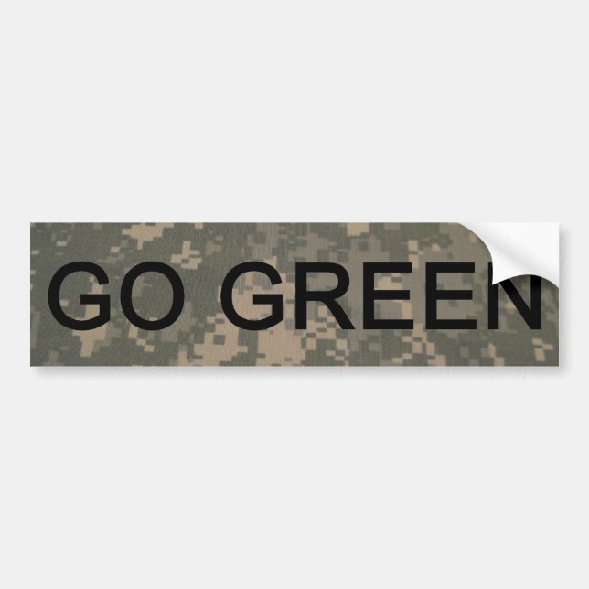 Go Green Army Style Bumper Sticker (Front)