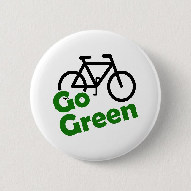 go green bicycle 6 cm round badge (Front)