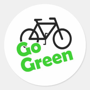 go green bicycle classic round sticker