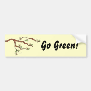 Go Green Branch with Leaves Bumper Sticker