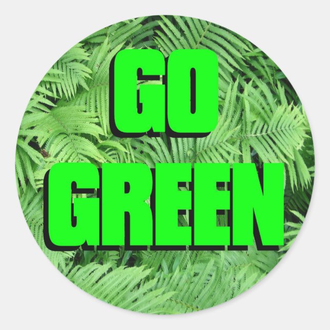 Go Green Classic Round Sticker (Front)