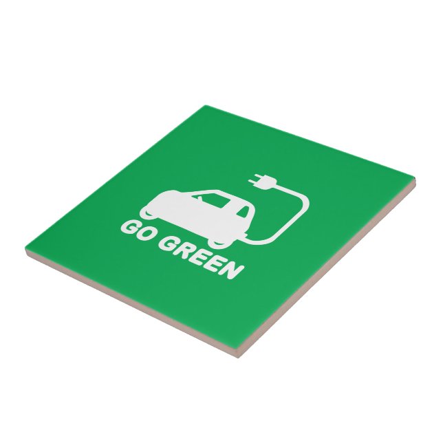 Go Green ~ Drive Electric Cars Ceramic Tile (Side)