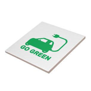 Go Green ~ Drive Electric Cars Ceramic Tile