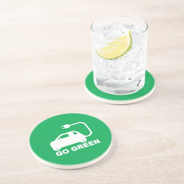 Go Green ~ Drive Electric Cars Coaster (Side)