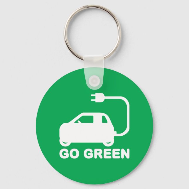 Go Green ~ Drive Electric Cars Key Ring (Front)