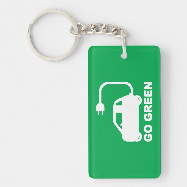 Go Green ~ Drive Electric Cars Key Ring (Front)