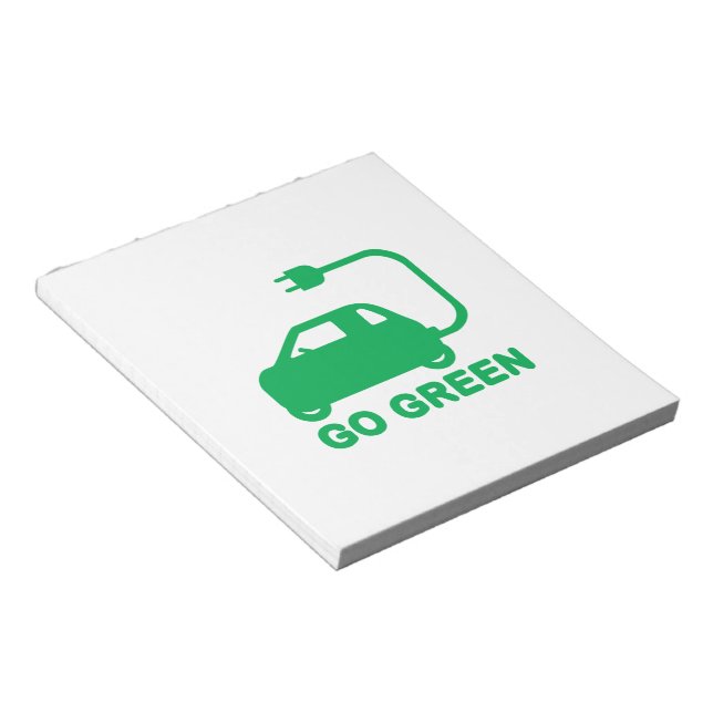 Go Green ~ Drive Electric Cars Notepad (Angled)