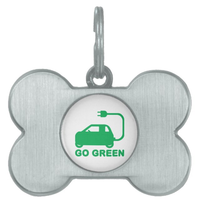 Go Green ~ Drive Electric Cars Pet ID Tag (Front)