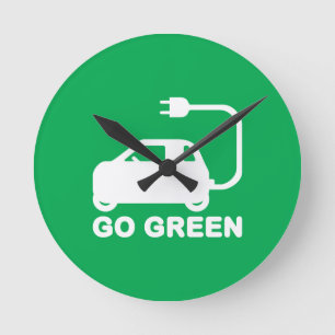 Go Green ~ Drive Electric Cars Round Clock