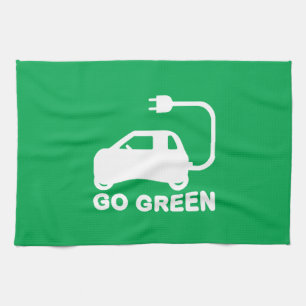 Go Green ~ Drive Electric Cars Tea Towel
