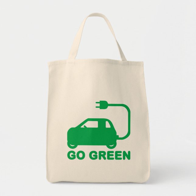 Go Green ~ Drive Electric Cars Tote Bag (Front)