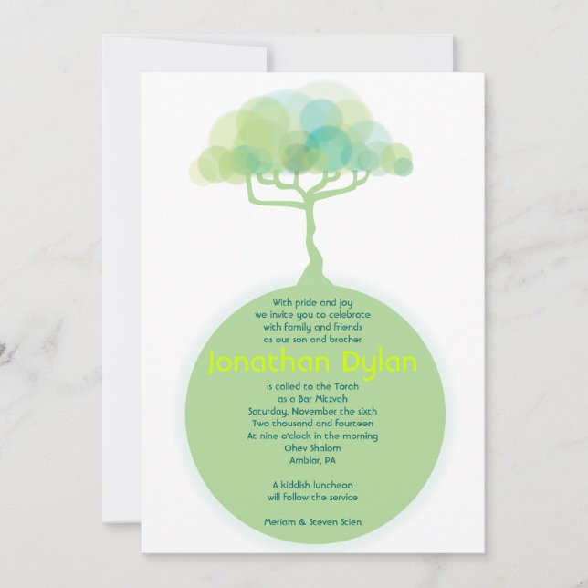 GO GREEN EARTH Bar Bat Mitzvah Invitation (Front)