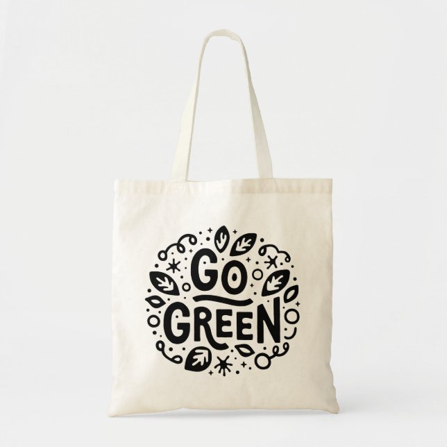 Go green eco friendly ecology quotes cute retro tote bag (Front)