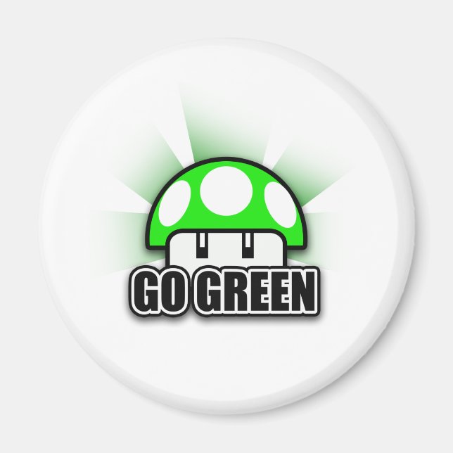 Go Green Eco Friendly Nature Mushroom Magnet (Front)