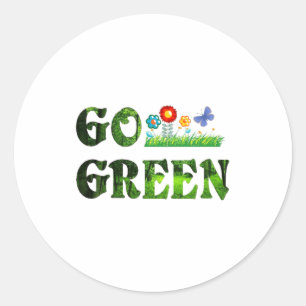 Go Green Eco Friendly Vegetarian Save Forest T Shi Classic Round Sticker