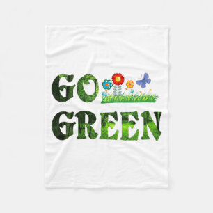 Go Green Eco Friendly Vegetarian Save Forest T Shi Fleece Blanket