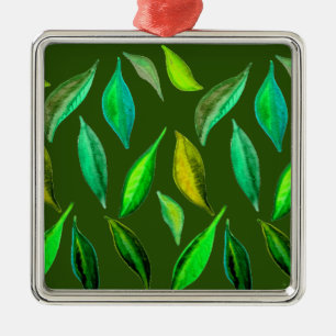 Go Green eco leaves eco Christmas Metal Ornament