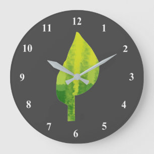 Go green eco nature leaf design large clock