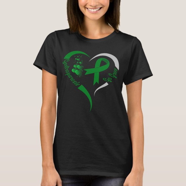 go green gastroparesis awareness heart T-Shirt (Front)
