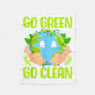 Go Green Go Clean Earth Day Awareness Fleece Blanket