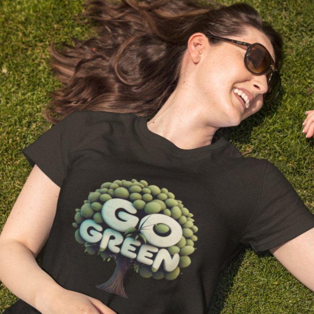 Go Green - Go Green Slogan with Tree Design T-Shirt (Creator Uploaded)