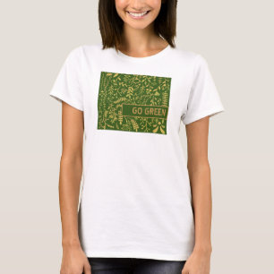 Go Green, Gold Floral Wreath T-Shirt