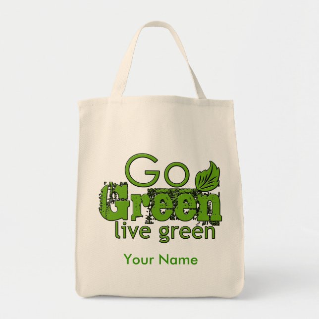 Go Green Grocery Tote Bag (Front)