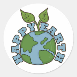 Go Green Happy Earth World Sticker Seals