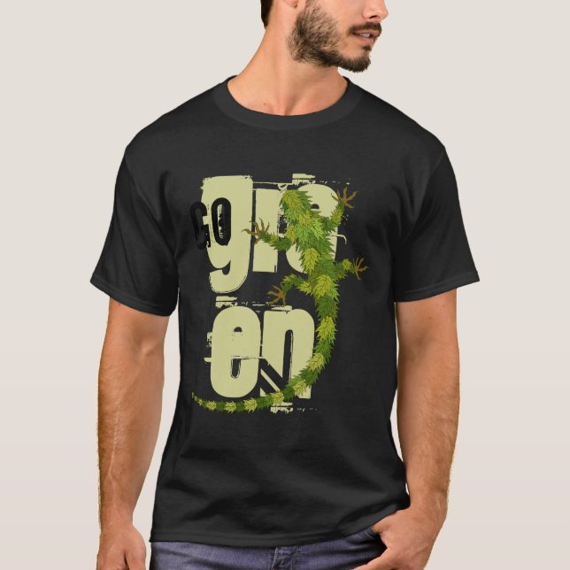 Go Green Iguana T Shirt  (Front)