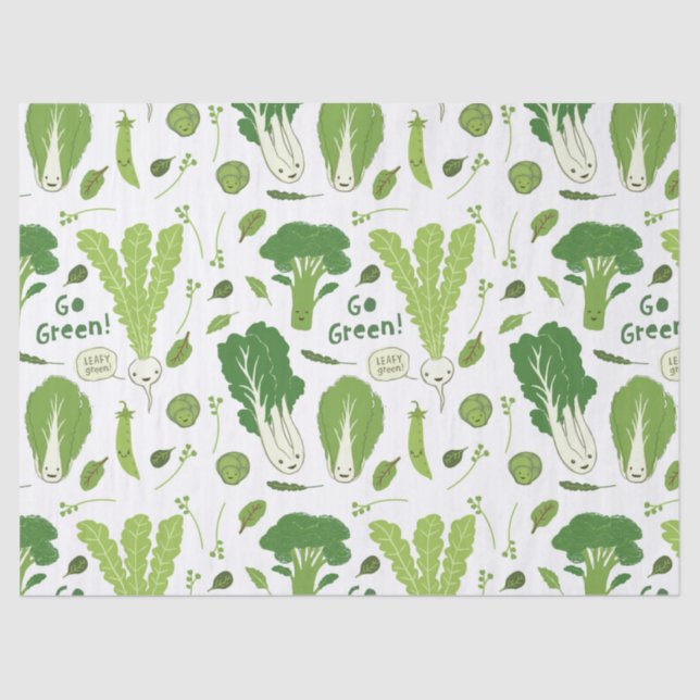 Go Green! Leafy Green! Happy Garden Veggies Tissue Paper (Front)