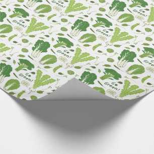 Go Green! Leafy Green! Happy Garden Veggies Wrapping Paper