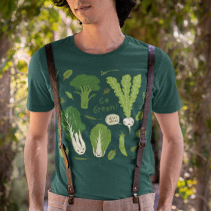 Go Green! (Leafy Green!) Happy Veggie Friends T-Shirt