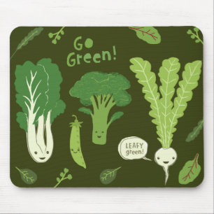 Go Green! (Leafy Green!) Happy Veggie Garden Mouse Pad
