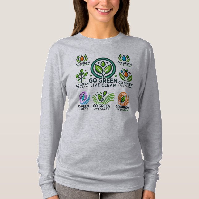 Go Green, Live Clean Basic Long Sleeve T-Shirt (Front)