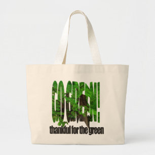 Go Green Old Tree Thick Branches Green And Sun Large Tote Bag