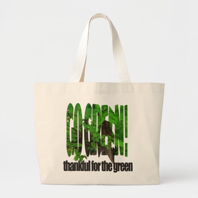 Go Green Old Tree Thick Branches Green And Sun Large Tote Bag (Front)