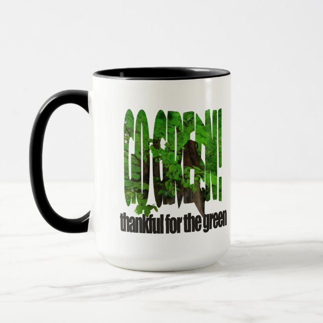 Go Green Old Tree Thick Branches Green And Sun Mug (Left)