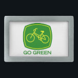 Go Green Rectangular Belt Buckle<br><div class="desc">Nothing runs like a bike. Simple,  efficient,  low-carbon transportation. Why use the car for short trips - go green!</div>