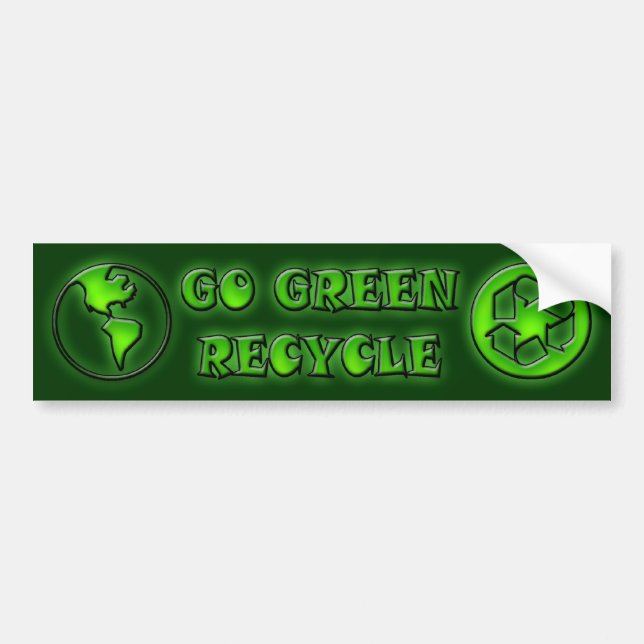 GO GREEN RECYCLE BUMPER STICKER (Front)