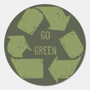 Go Green Recycle Logo Classic Round Sticker