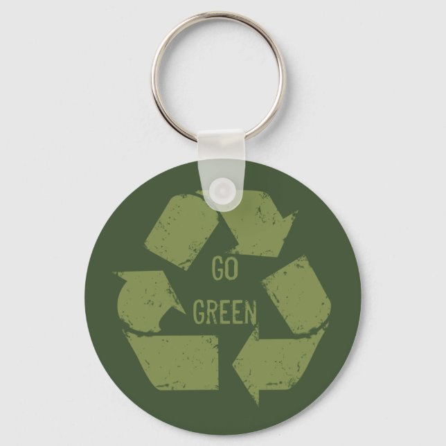 Go Green Recycle Logo Key Ring (Front)