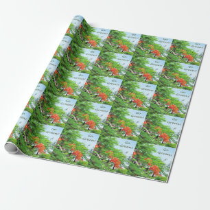 Go Green Red Flame Tree Wrapping Paper
